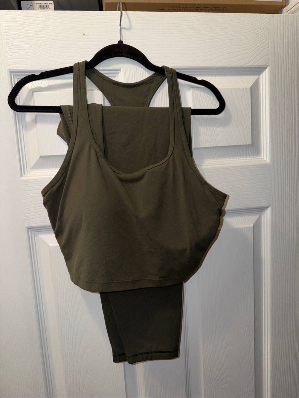 Crazy Yoga Olive Green Racerback Crop Tank +leggings